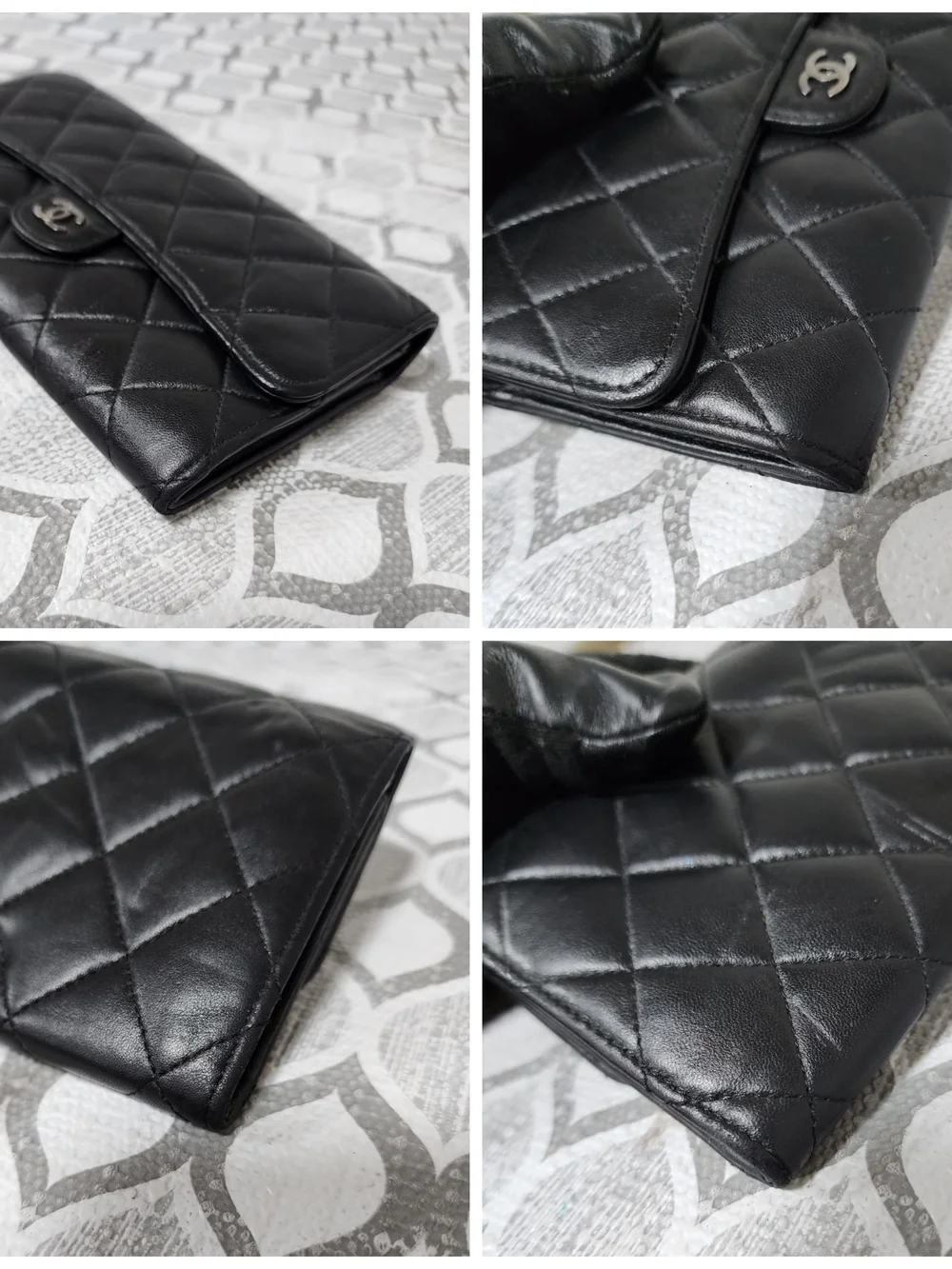 CHANEL Lambskin Quilted Large Flap Wallet Black